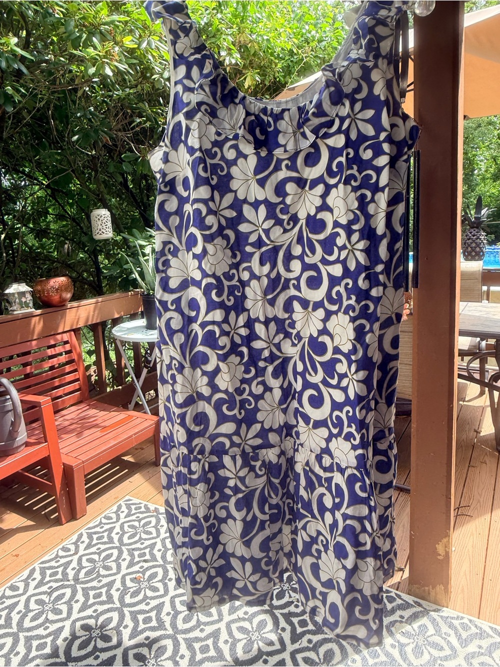 Boden Navy & White Floral Midi Dress - Picture 6 of 8